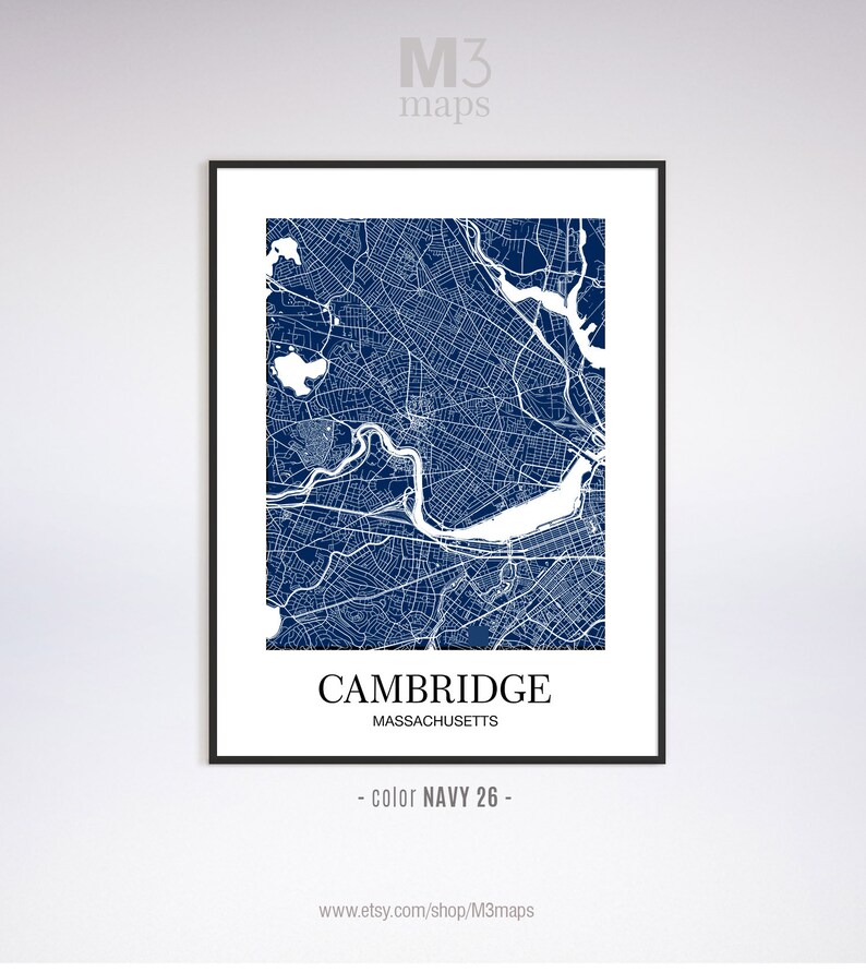 Cambridge Cambridge MA map Cambridge modern art print Etsy
