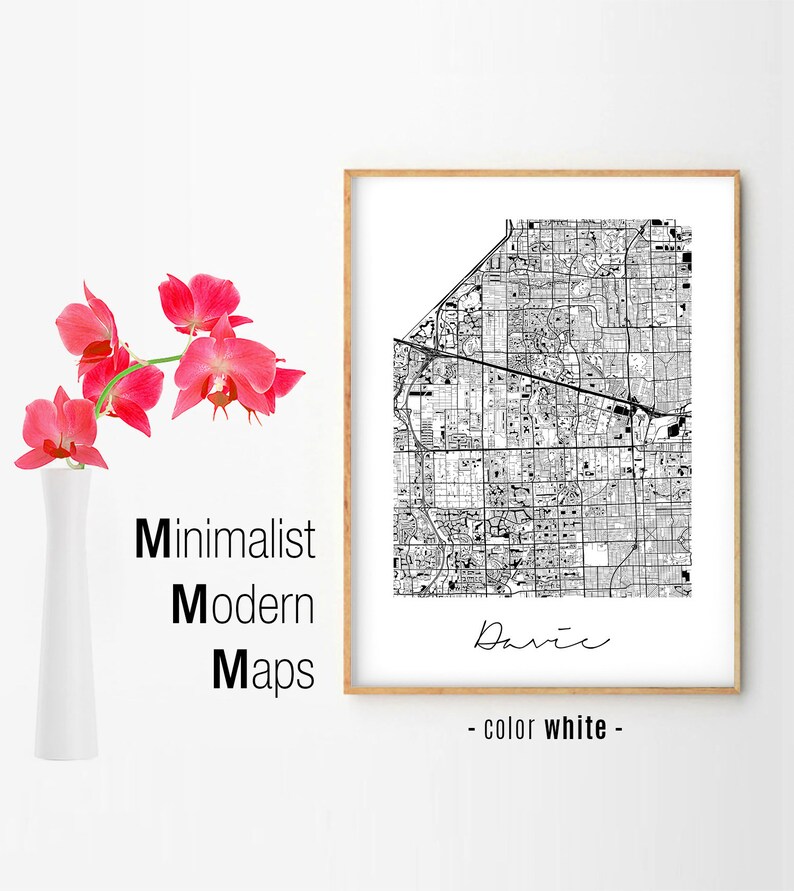 Davie Minimalist Davie Map Davie Map Print Davie City Map Etsy
