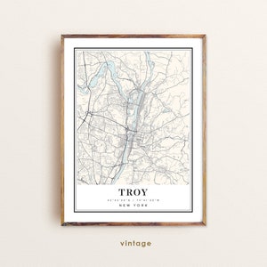 Troy New York-kaart, Troy New York-kaart, Troy-stadskaart, Troy-afdruk, Troy-poster, Troy-kunst, Troy-kaart
