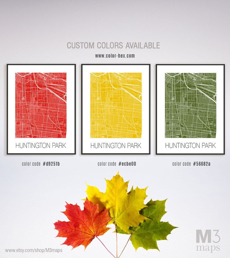 Huntington Park California Huntington Park CA Map Huntington Etsy