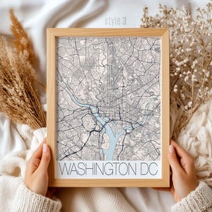 Cadeau carte de Washington DC - Impression unique de la ville de Washington DC, décoration d'intérieur, souvenir de voyage, art mural personnalisé pour habitants et touristes