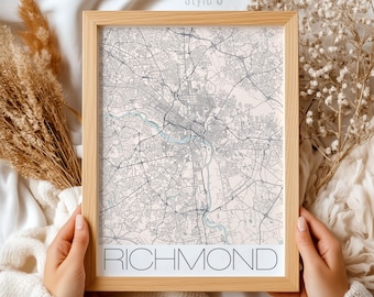 Richmond Virginia Map Art Print: Vintage Style City Souvenir
