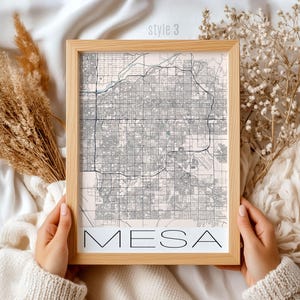 Impresión artística del mapa de Mesa, Arizona, decoración de pared personalizada, regalo de viaje para el hogar, paisaje desértico único, decoración moderna de oficina