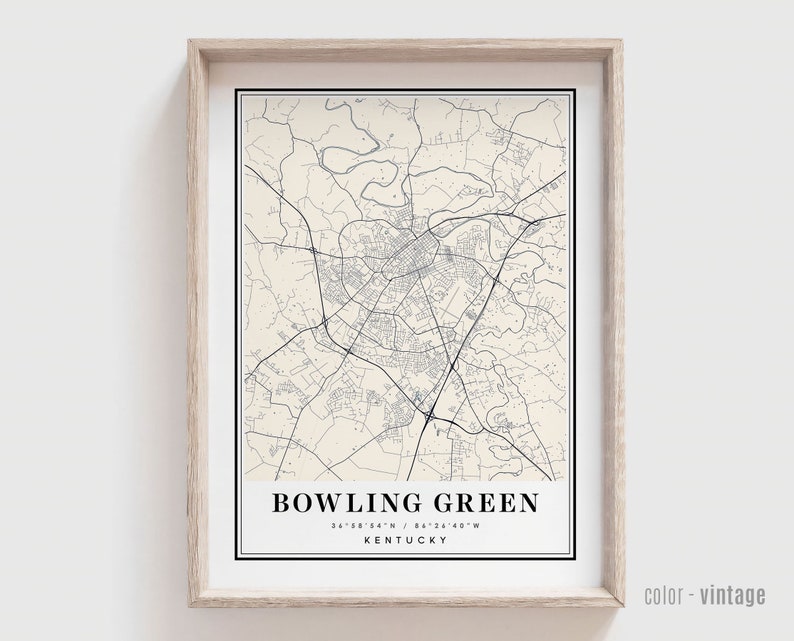 Bowling Green KY Map Print Bowling Green Kentucky City Poster