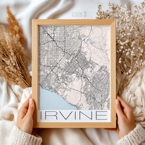 Mapa de Irvine, California: regalo: arte mural detallado de la ciudad, decoración única para el hogar, recuerdo de viaje, regalo personalizado de aniversario o inauguración de la casa.