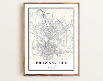 Brownsville Texas Map Art Print: Cityscape Poster