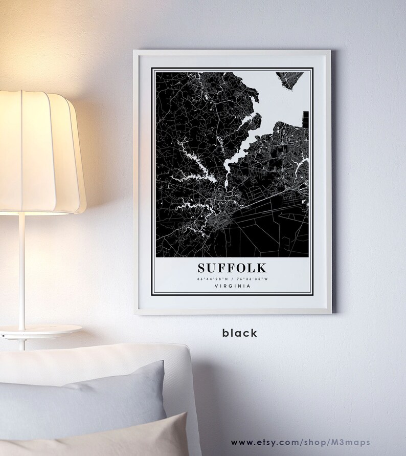 Suffolk Virginia Map Suffolk VA Map Suffolk City Map Etsy