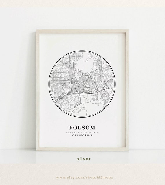 Folsom Map California Folsom CA Map Folsom Print Folsom - Etsy