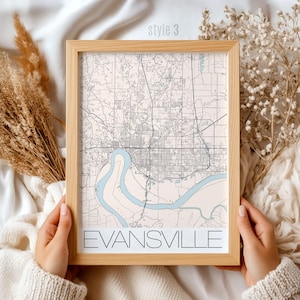 Evansville Indiana Map Gift | Custom City Wall Art, Unique Home Decor, Perfect Souvenir or Birthday Present