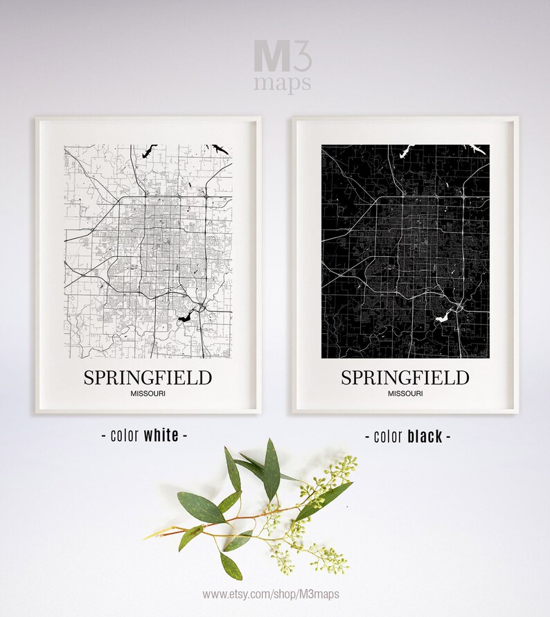 Home Decor art Springfield Springfield MO map Springfield contemporary art Springfield modern art print Springfield Wall Art Map
