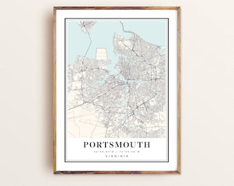 Portsmouth Virginia map, Portsmouth VA map, Portsmouth city map, Portsmouth print, Portsmouth poster, Portsmouth art, Portsmouth custom map