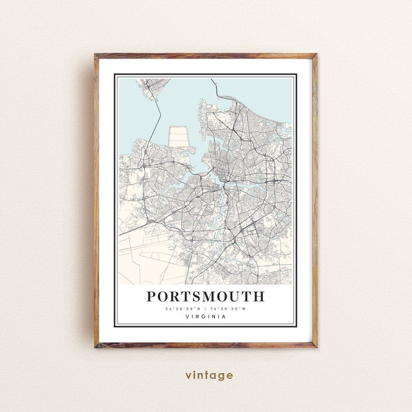 Portsmouth Virginia map, Portsmouth VA map, Portsmouth city map, Portsmouth print, Portsmouth poster, Portsmouth art, Portsmouth custom map