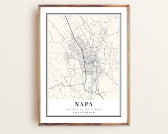 Napa California Map Art Print: Custom City Map