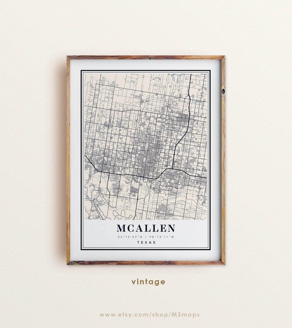 Minimalist Map Art Mcallen Print Map Poster Home Town Map City Map Mcallen Map Texas Mcallen Gift Map