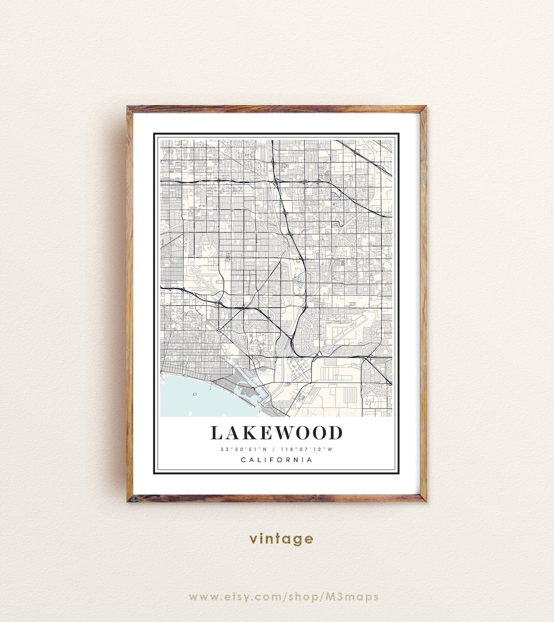 Lakewood California Map Art Print Custom City Map Etsy Il T7al 