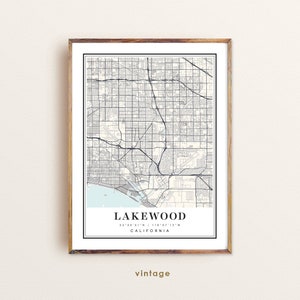 Kaart Lakewood Californië, kaart Lakewood CA, stadskaart Lakewood, Lakewood-afdruk, Lakewood-poster, Lakewood-kunst, Lakewood-kaart, aangepaste stadskaart