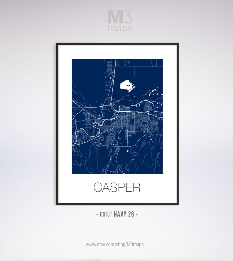 Casper Wyoming Casper WY Map Casper Map Casper Print | Etsy