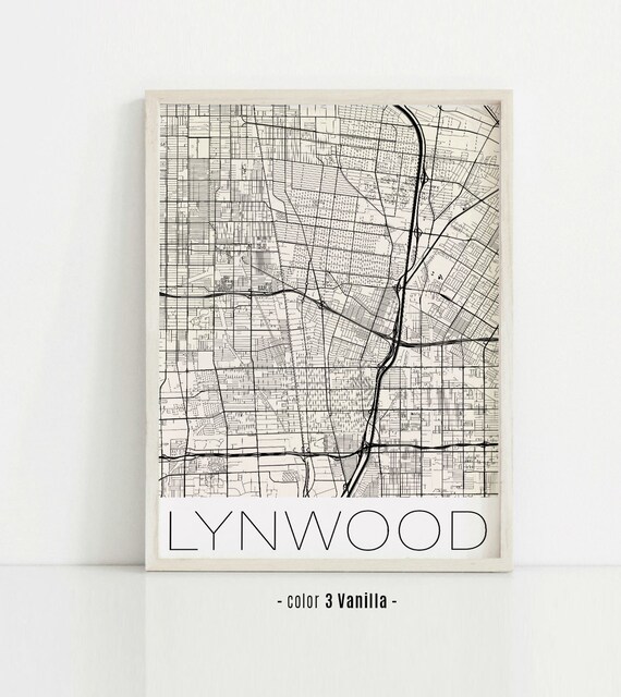 Map of Lynwood California City Print Poster Lynwood CA City Etsy