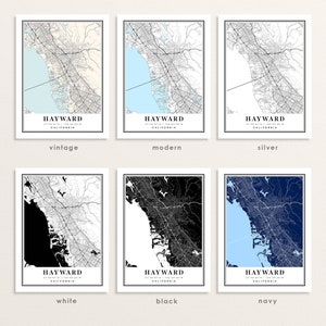 Hayward California Map, Hayward CA Map, Hayward City Map, Hayward Print ...