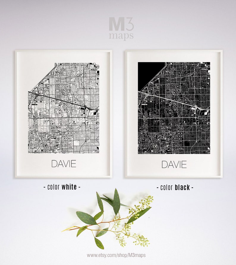 Davie Florida Davie FL Map Davie Map Davie Print Davie - Etsy