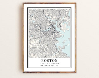 Boston Massachusetts map, Boston MA map, Boston city map, Boston print, Boston poster, Boston art, Boston map, Custom map prints