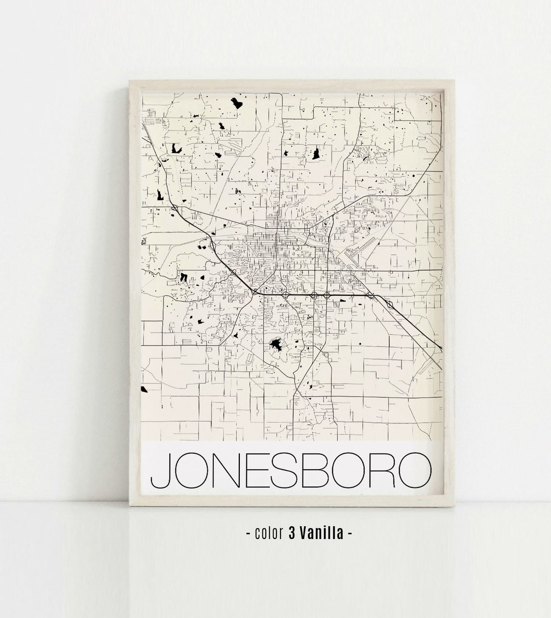 Map of Jonesboro Arkansas City Print Poster Jonesboro AR City Map Print