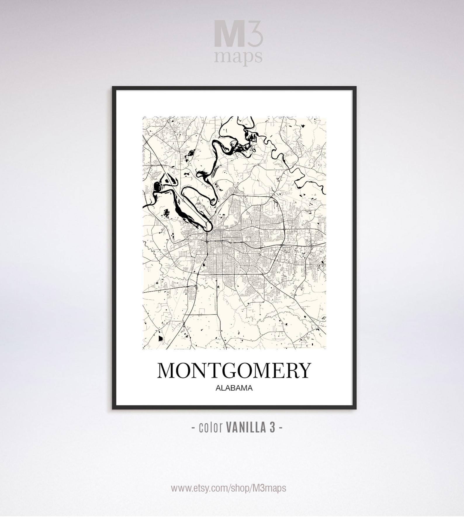 Montgomery Montgomery AL Map Montgomery Modern Art Print | Etsy