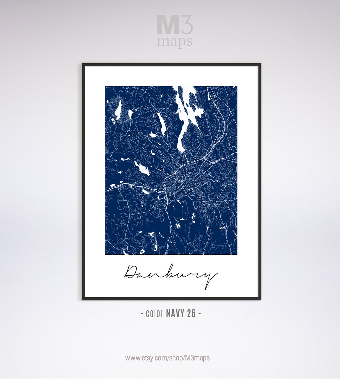 Danbury Minimalist Danbury Map Danbury Map Print Danbury | Etsy