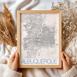 Cadeau de carte d'Albuquerque, Nouveau-Mexique | Impression d'art unique sur la ville, décoration murale sud-ouest, souvenir de voyage, décoration de bureau à domicile