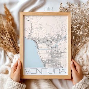Ventura California Map Gift | Vintage Style Wall Art, Coastal City Decor, Unique Travel Souvenir, Beach House Wall Print