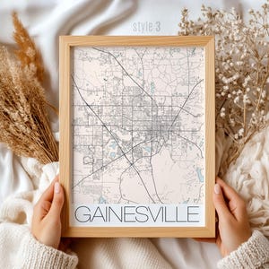 Gainesville, Florida kaart kunstafdruk | Uniek cadeau voor stadsmuurdecoratie voor inwoners en bezoekers | Minimalistische reisposter
