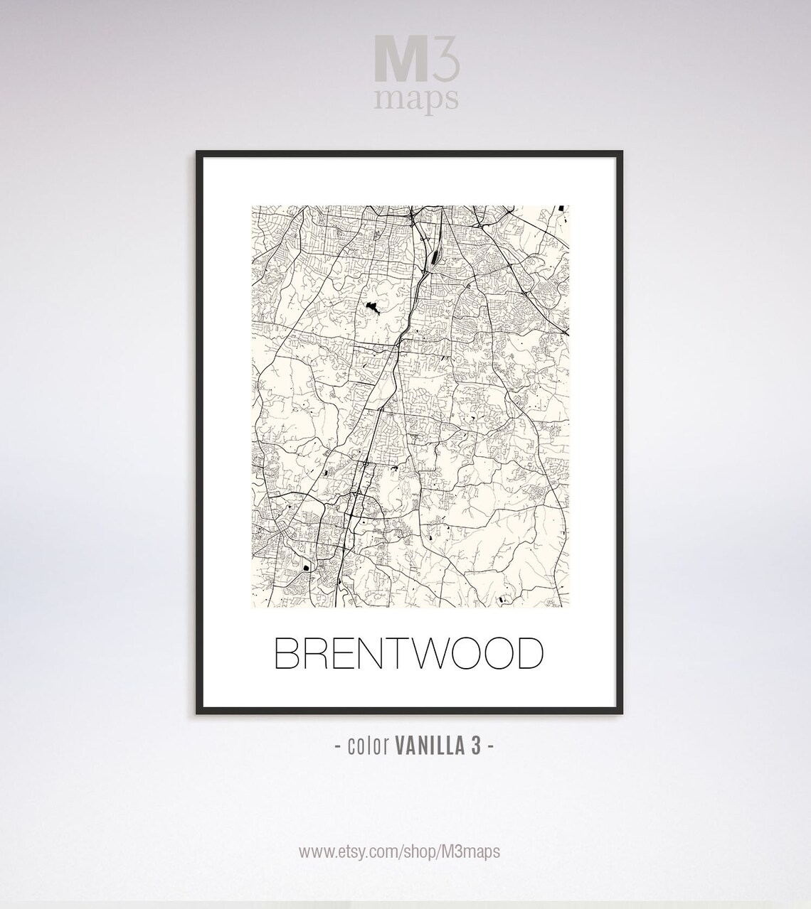 Brentwood Tennessee Brentwood TN Map Brentwood Map | Etsy