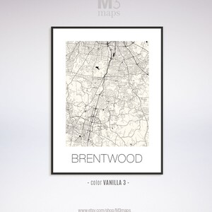 Brentwood Tennessee, Brentwood TN Map, Brentwood Map, Brentwood Print ...