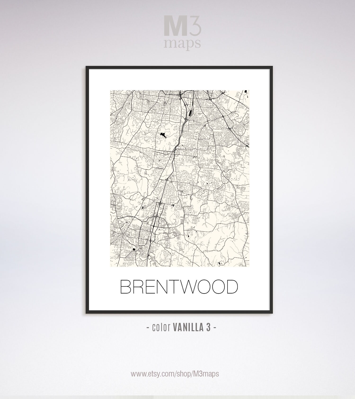 Brentwood Tennessee Brentwood TN Map Brentwood Map | Etsy