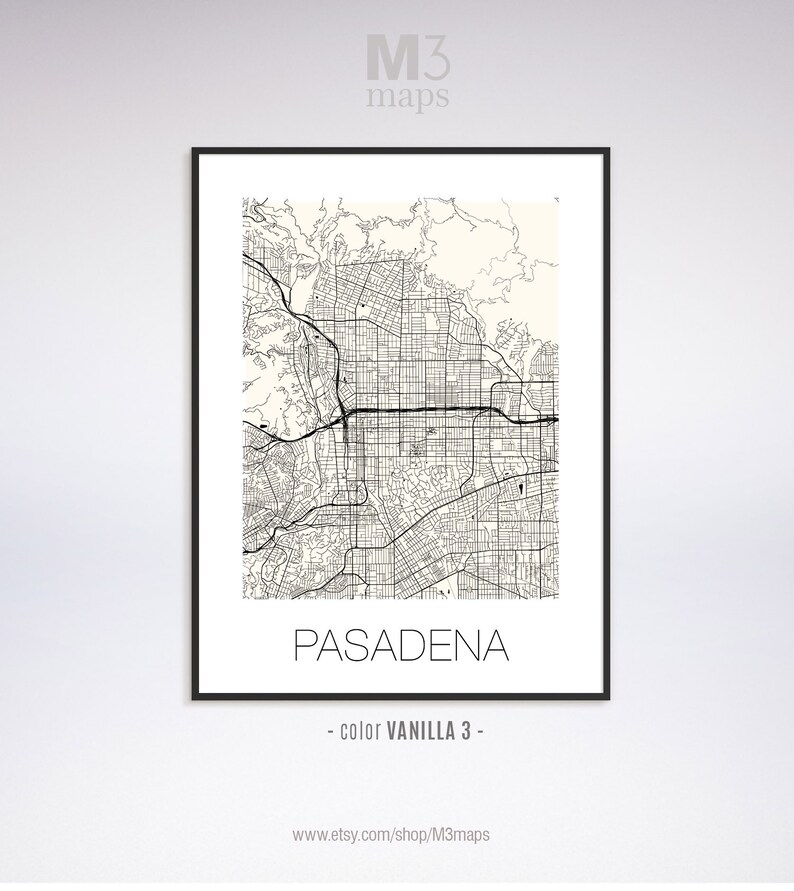 Pasadena CA map Pasadena wall art Pasadena California Black and White Map Pasadena map Pasadena print Pasadena poster