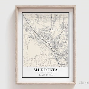 Murrieta CA Map Print - Murrieta California City Poster - Personalisierte moderne und zeitgenössische Kunst
