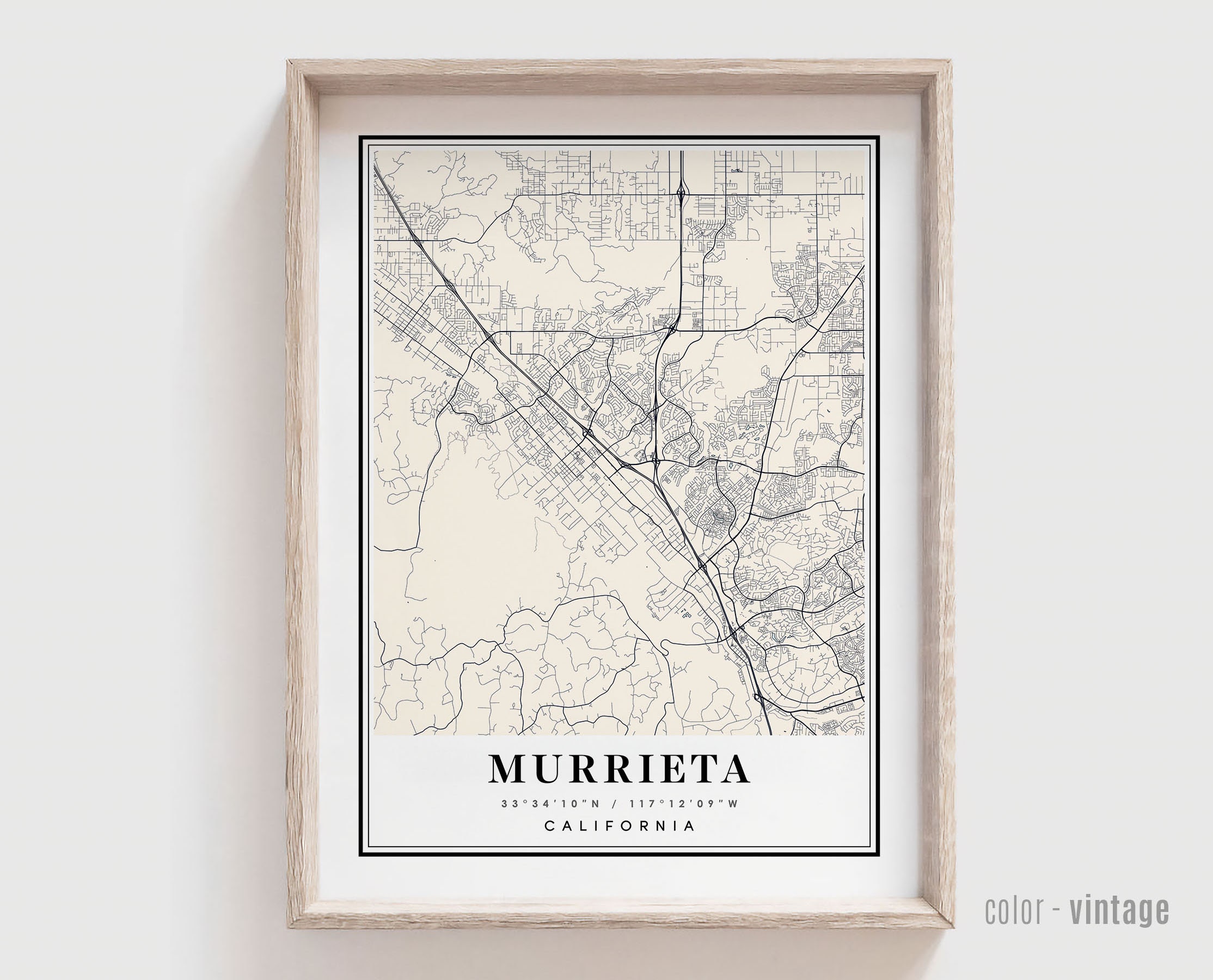 Murrieta CA Map Print - Murrieta California City Poster - Personalized Modern and Contemporary Art