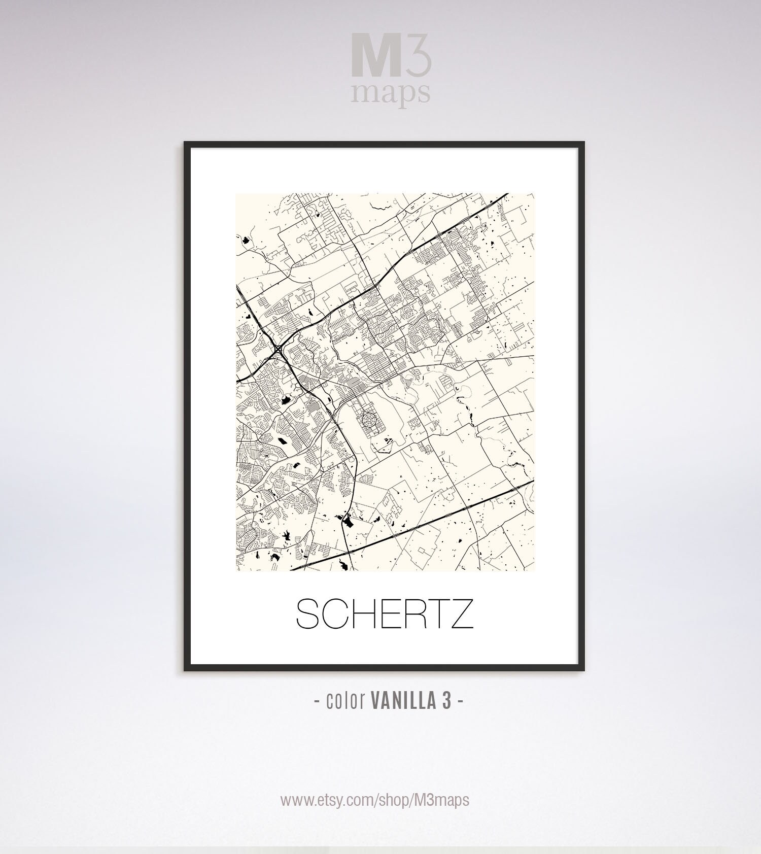 Schertz Texas Schertz TX Map Schertz Map Schertz Print Etsy