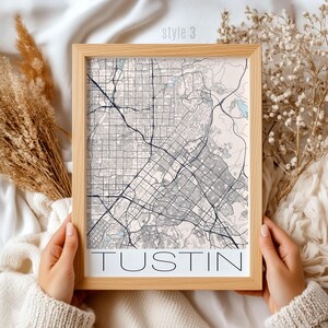 Vintage Tustin California Map Print: Detailed City Wall Art