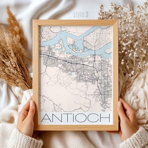 Antioch California Map Print - Vintage City Wall Art Gift for Home, Office & Travel Lovers