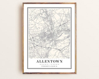 Allentown Pennsylvania Map Art Print: Custom City Map