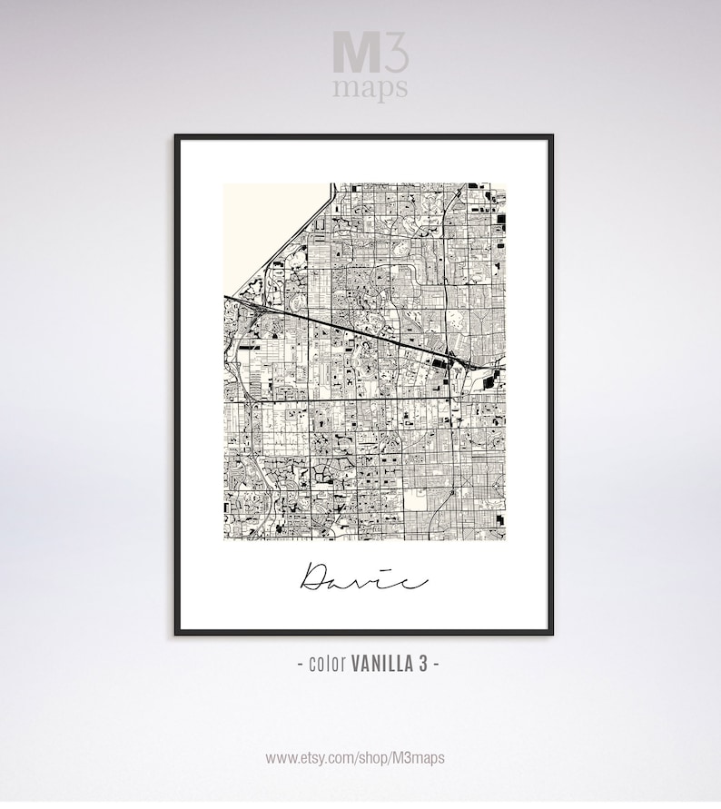 Davie Minimalist Davie Map Davie Map Print Davie City Map - Etsy