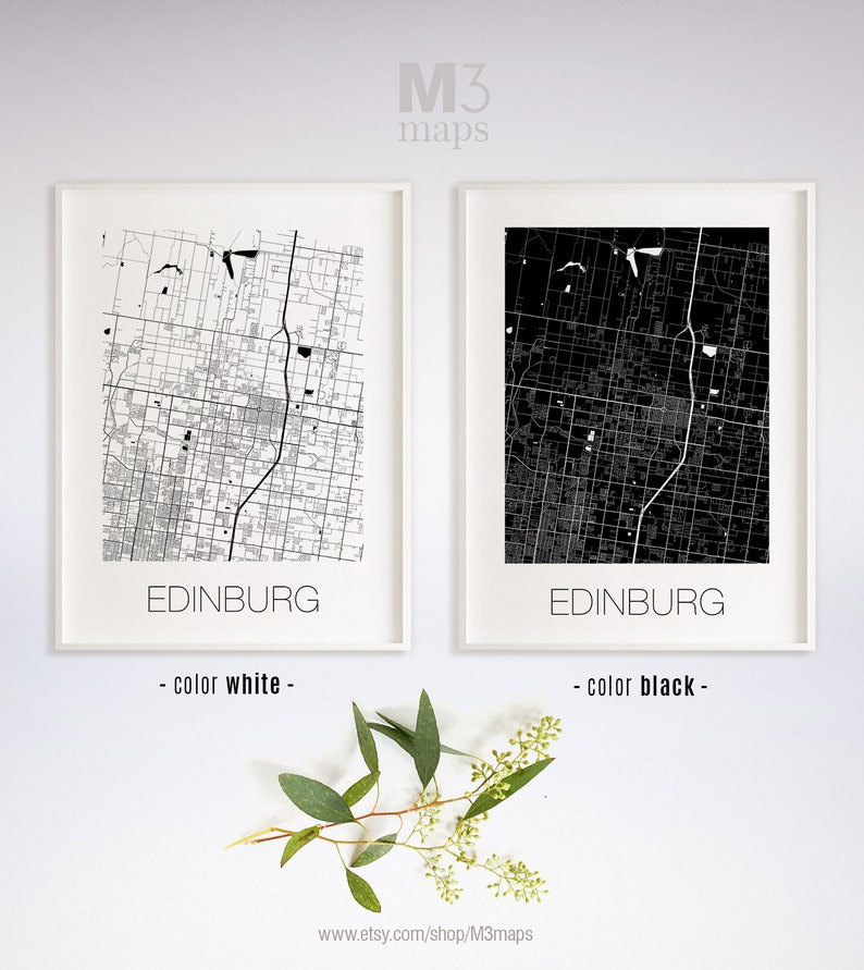 Edinburg Texas Edinburg poster Edinburg wall art Black and White Map Edinburg map Edinburg TX map Edinburg print