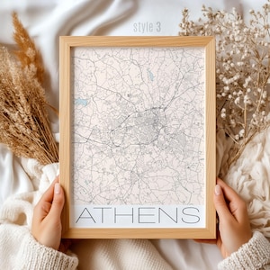 Stampa della mappa di Atene, Georgia: arte urbana personalizzata, souvenir di viaggio
