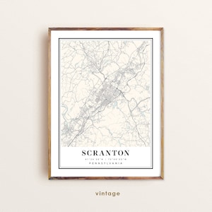 Kaart van Scranton, Pennsylvania, kaart van Scranton PA, stadskaart van Scranton, Scranton-afdruk, Scranton-poster, Scranton-kunst, Scranton-kaart, aangepaste stadsplattegrond