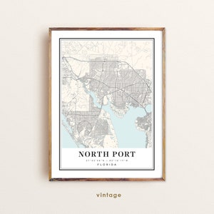 Kaart van North Port Florida, kaart van North Port FL, plattegrond van de stad North Port, afdrukken van North Port, poster van North Port, kunst van North Port, kaart van North Port