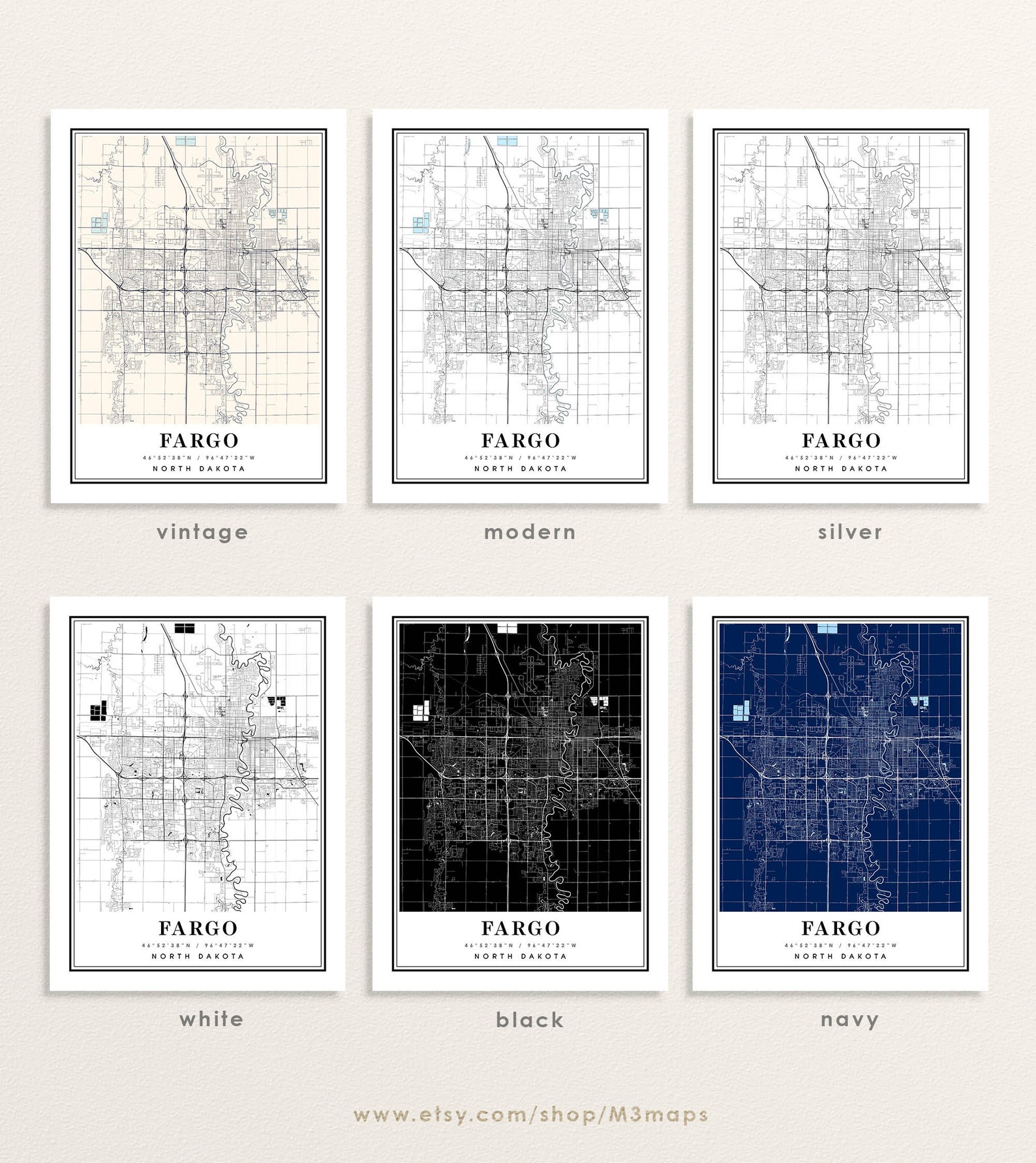 Fargo North Dakota Map Fargo ND Map Fargo City Map Fargo - Etsy