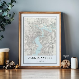 Jacksonville FL Map Print: Vintage Style City Wall Art