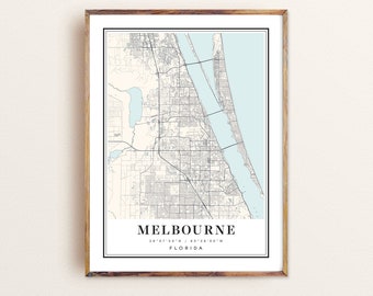 Melbourne Florida Map Art Print: Custom City Map