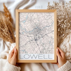 Lowell Massachusetts Map Print: Vintage Style City Wall Art
